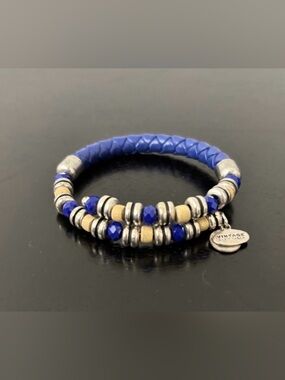 Alex and Ani Bracelet, Braided Leather Wrap, Uncharted Voyage Ultramarine Blue